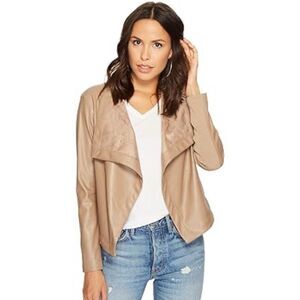 BB Dakota Tan Faux Leather and knit cardigan jacket